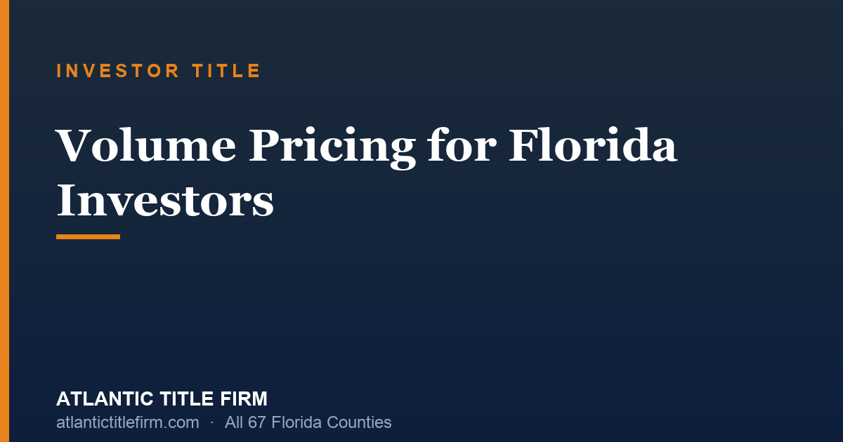 Investor Volume Closing Discounts Florida